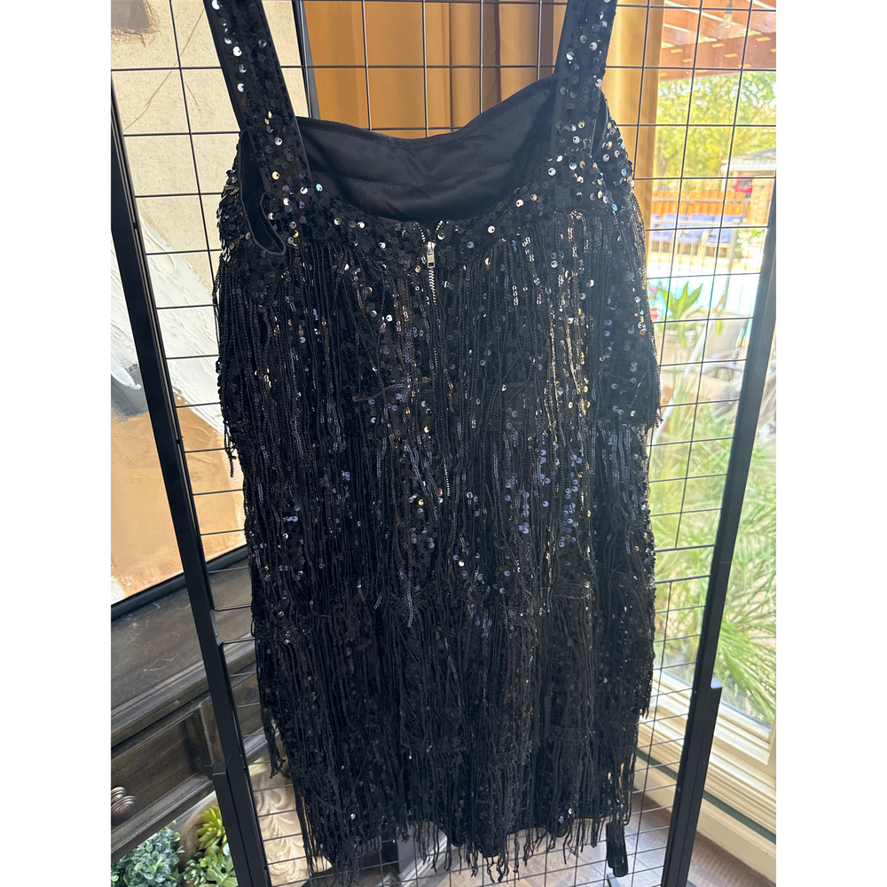 SHEIN Black Sequin Fringe Dress - Picture 4 of 4